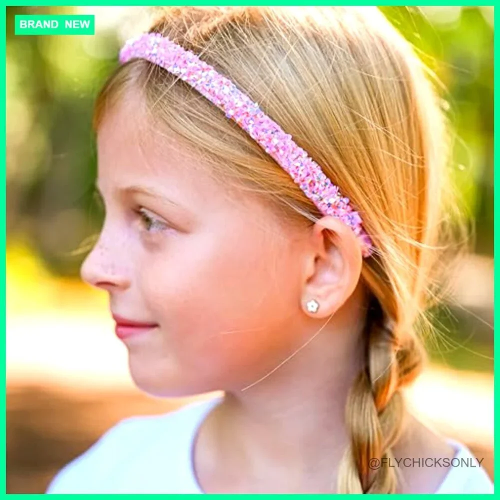 4 Thin Sequin Headbands for Girls Non Slip Sparkly Hair Accessories